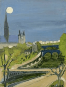 Pleine lune de printemps sur la flèche de Notre-Dame, années 1980